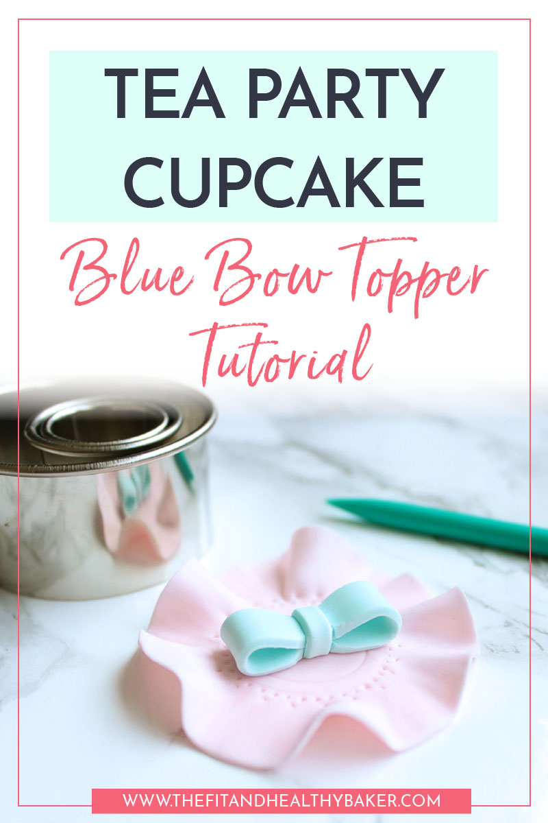 Blue Bow tea Party Cupcake Topper