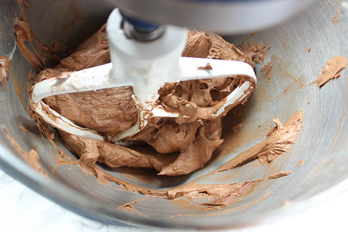 Creamy Chocolate Buttercream - scrape sides to combine all ingredients well