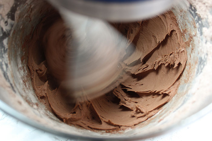 Creamy Chocolate Buttercream - mixed butter and dry ingredients