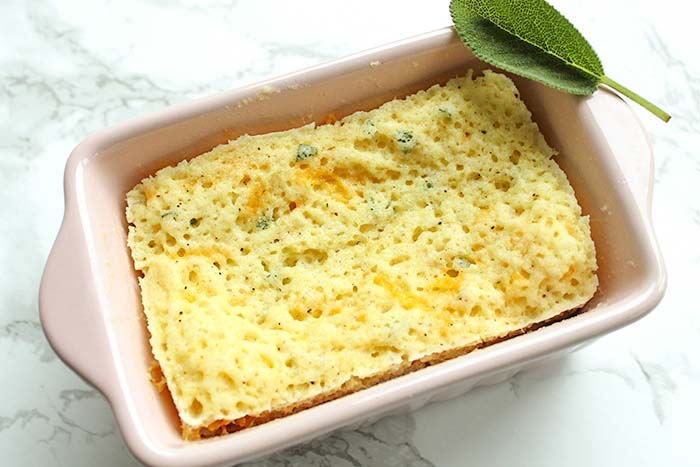 Low Carb 90-Second Garlic Sage Cheesy Bread - After Microwave